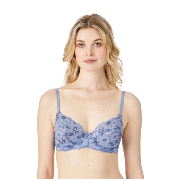 Adore Me-Chelsea Floral Contour Unlined Lace Detail Bra (Purple/Blue)-34B - Picture 3 of 5